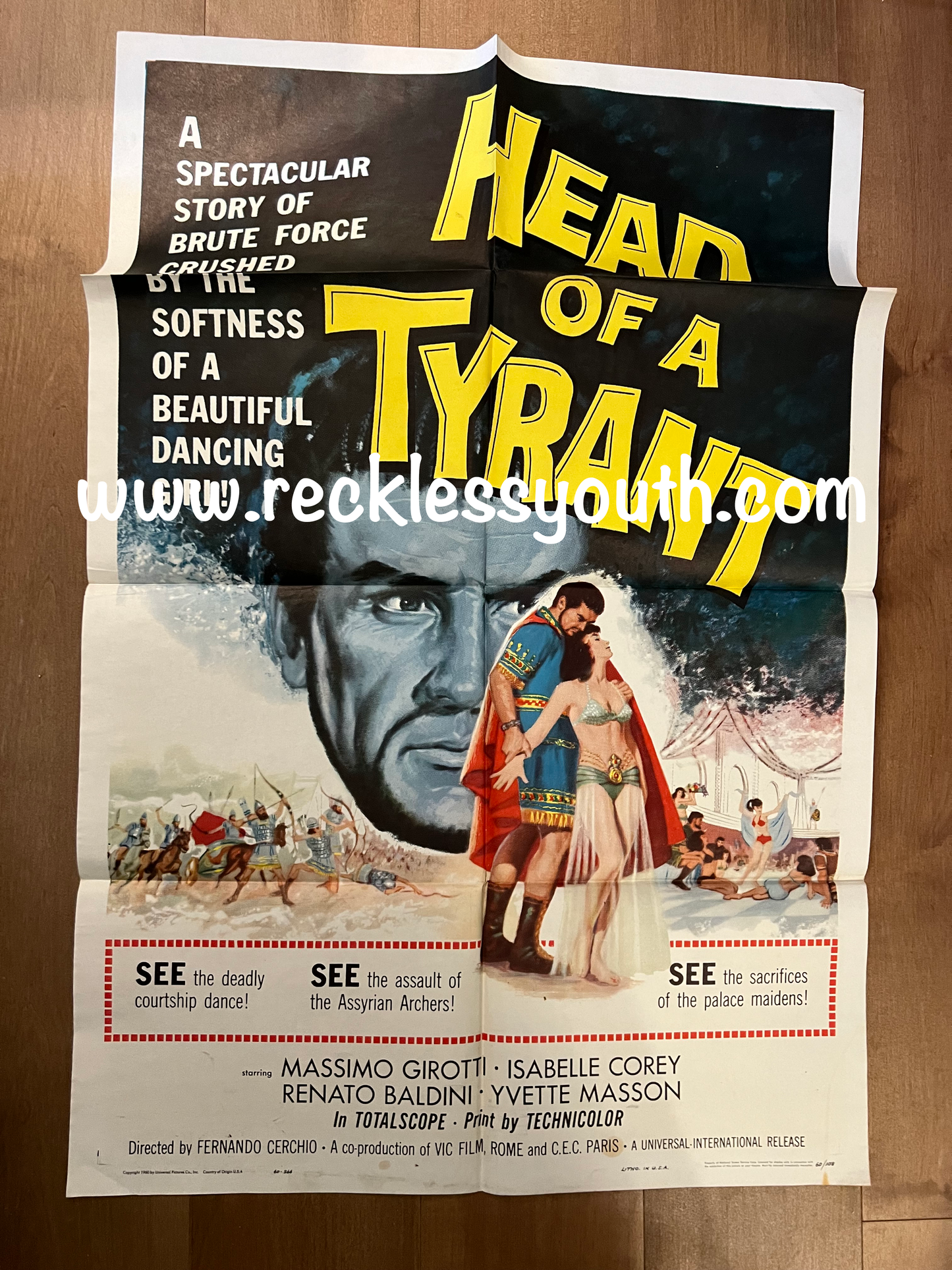 Head of A Tyrant - 1959 - Rare - Vintage Movie Poster One Sheet